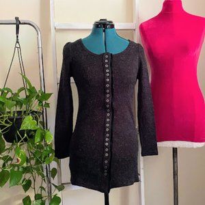 gray long button down cardigan XS